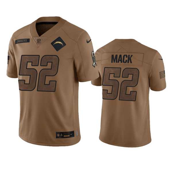 Men's Los Angeles Chargers #52 Khalil Mack 2023 Brown Salute To Service Limited Football Stitched Jersey Dyin